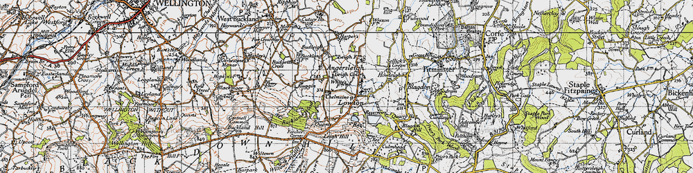 Old map of Chelmsine in 1946