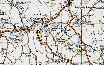 Old map of Chelsworth in 1946