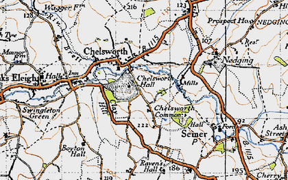 Old map of Chelsworth Common in 1946