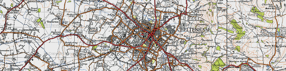 Old map of Cheltenham in 1946