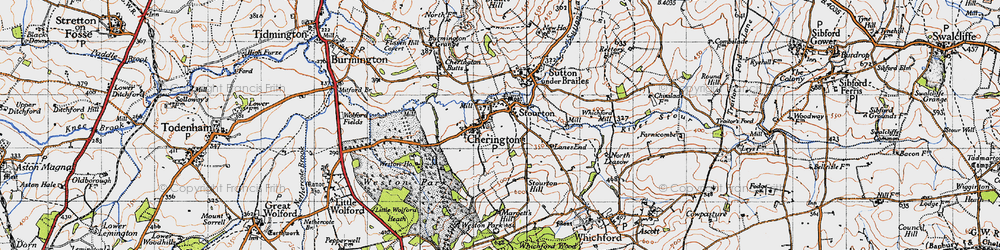 Old map of Cherington in 1946