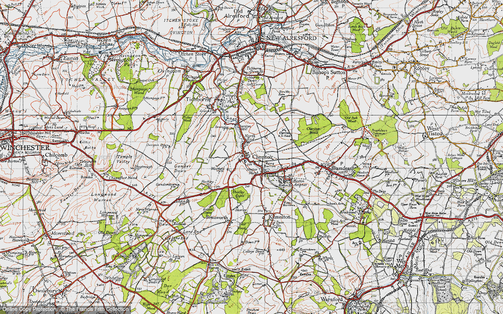 Old Map of Cheriton, 1945 in 1945
