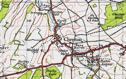 Old map of Cheriton in 1945