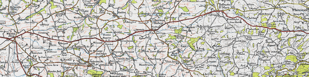 Old map of Cheriton Cross in 1946