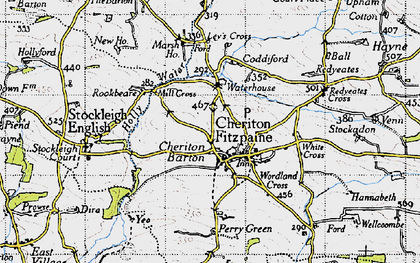 Old map of Cheriton Fitzpaine in 1946