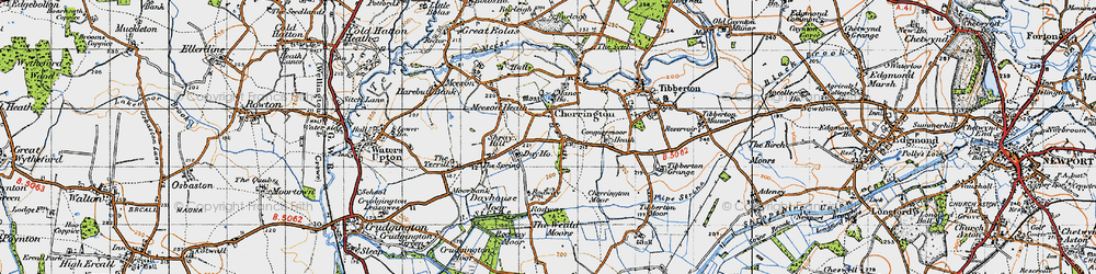 Old map of Cherrington Manor in 1947