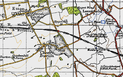 Old map of Cherry Burton in 1947