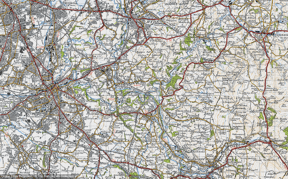 Old Map of Cherry Tree, 1947 in 1947
