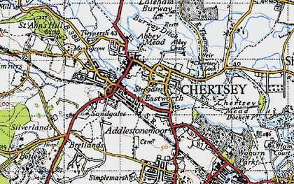 Old map of Chertsey in 1940