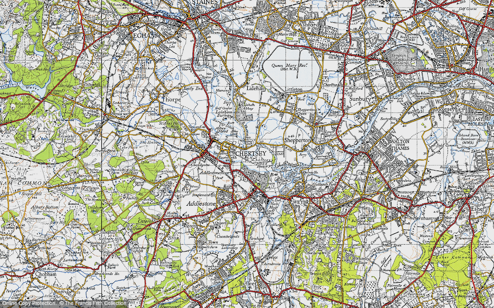 Old Map of Chertsey Meads, 1940 in 1940
