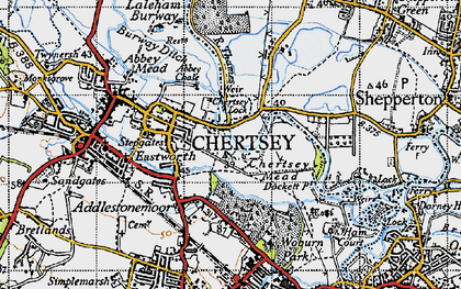 Old map of Chertsey Meads in 1940