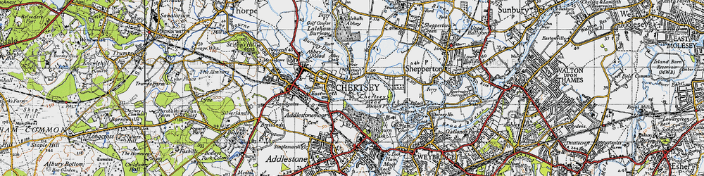 Old map of Chertsey Meads in 1940