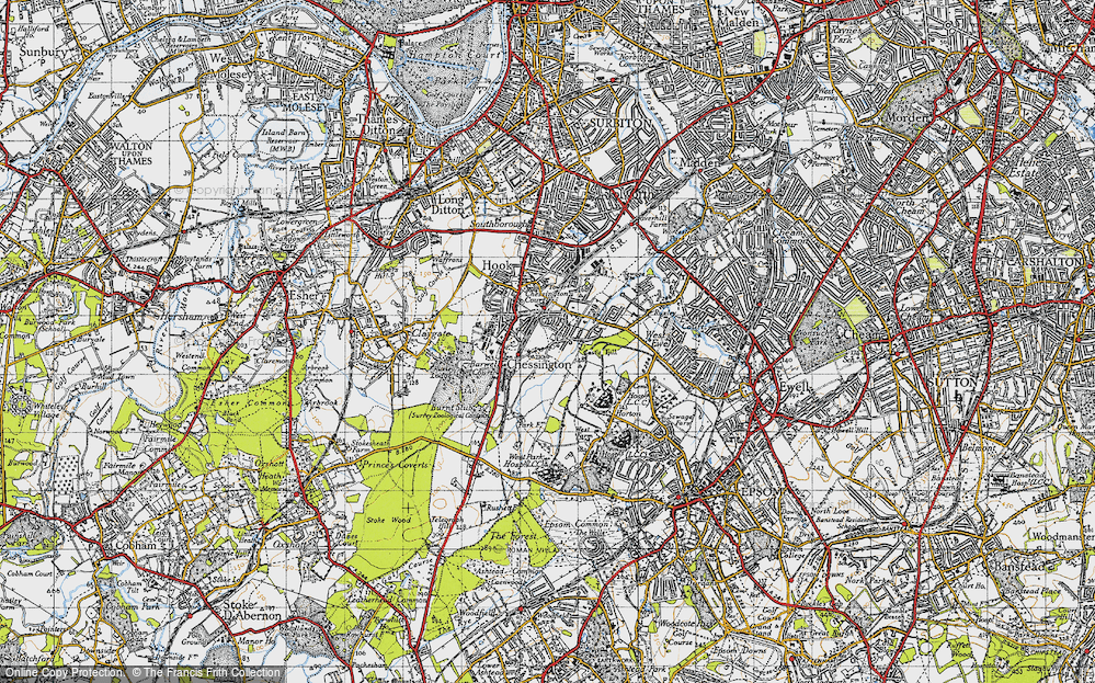 Old Map of Chessington, 1945 in 1945
