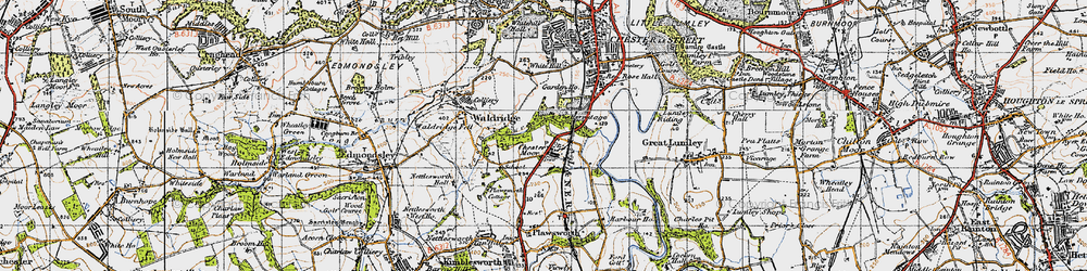 Old map of Chester Moor in 1947