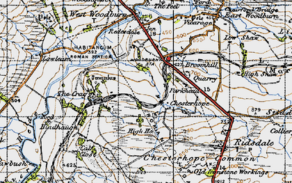 Old map of Chesterhope in 1947