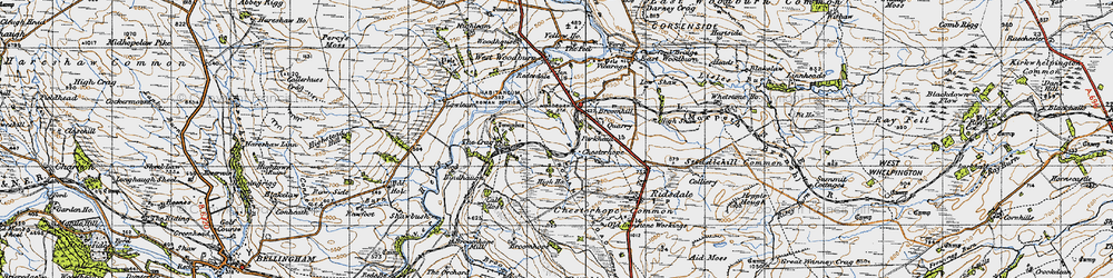 Old map of Chesterhope in 1947