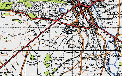 Old map of Chesterton in 1947