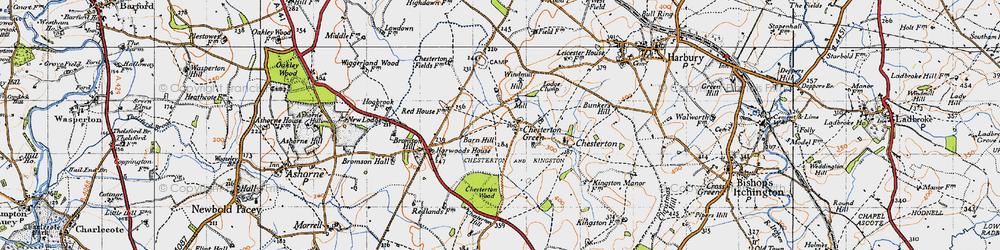 Old map of Chesterton Green in 1946