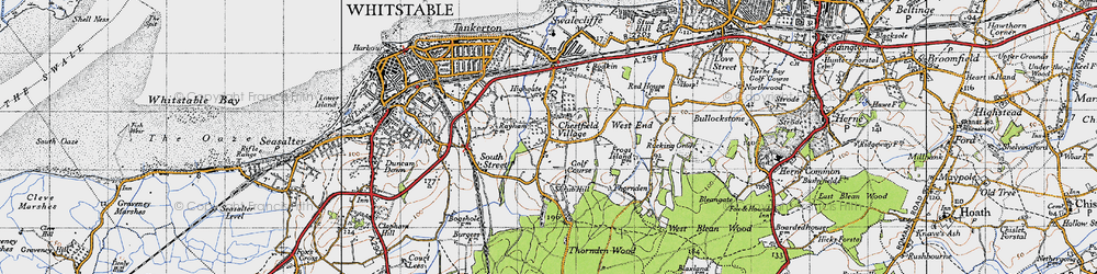 Old map of Chestfield in 1947