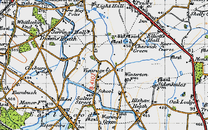 Old map of Cheswick Green in 1947