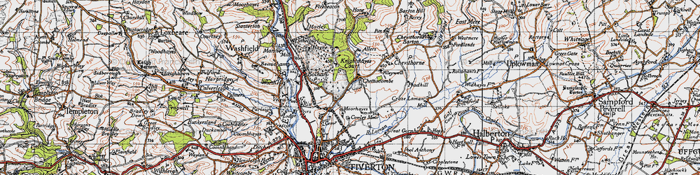 Old map of Chettiscombe in 1946