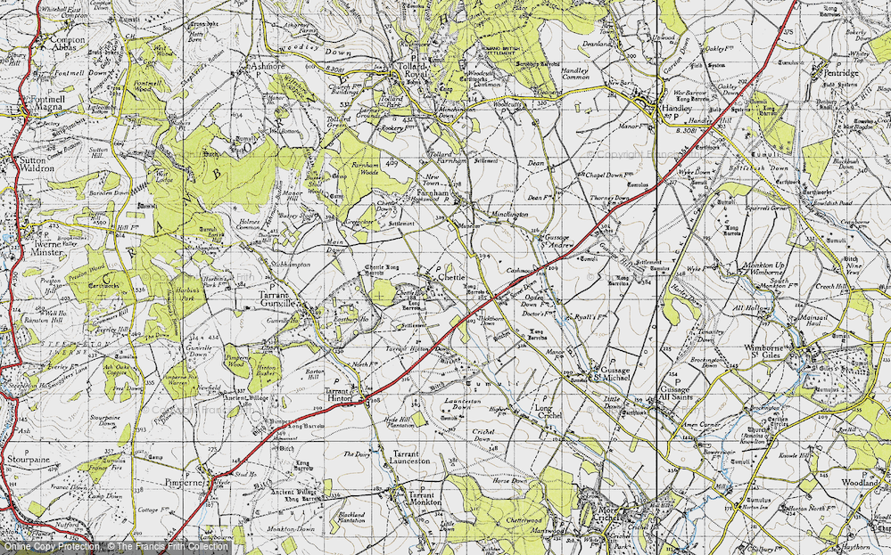 Old Map of Chettle, 1940 in 1940