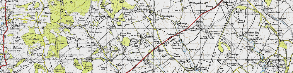 Old map of Chettle in 1940