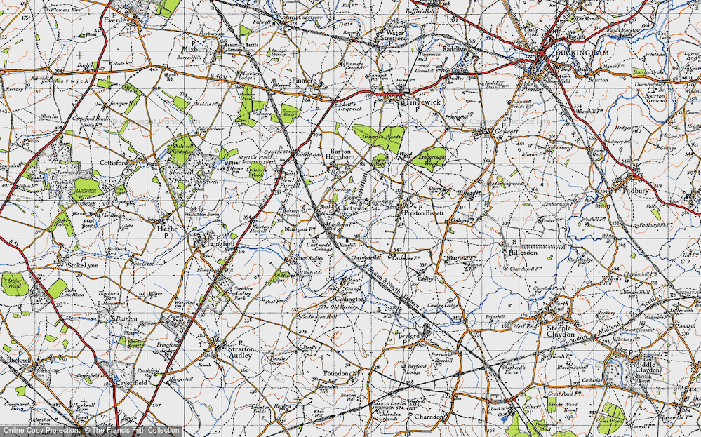 Old Map of Historic Map covering Godington in 1946