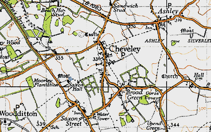 Old map of Cheveley in 1946