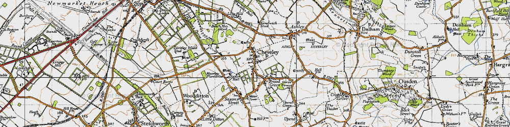 Old map of Cheveley in 1946