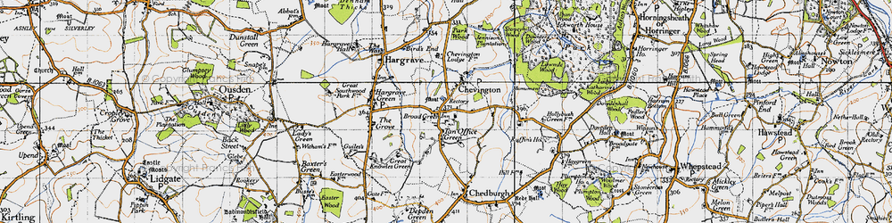 Old map of Chevington in 1946