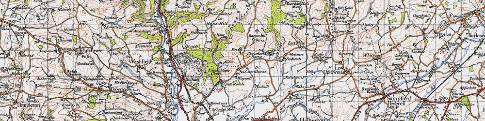 Old map of Chevithorne in 1946