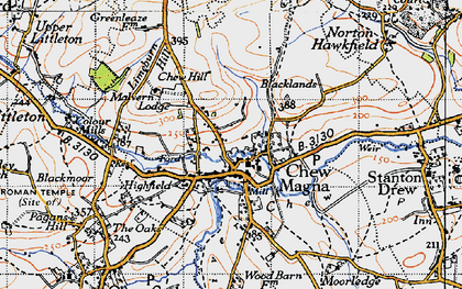 Old map of Chew Magna in 1946