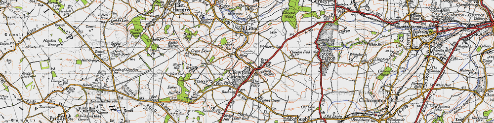 Old map of Chewton Mendip in 1946