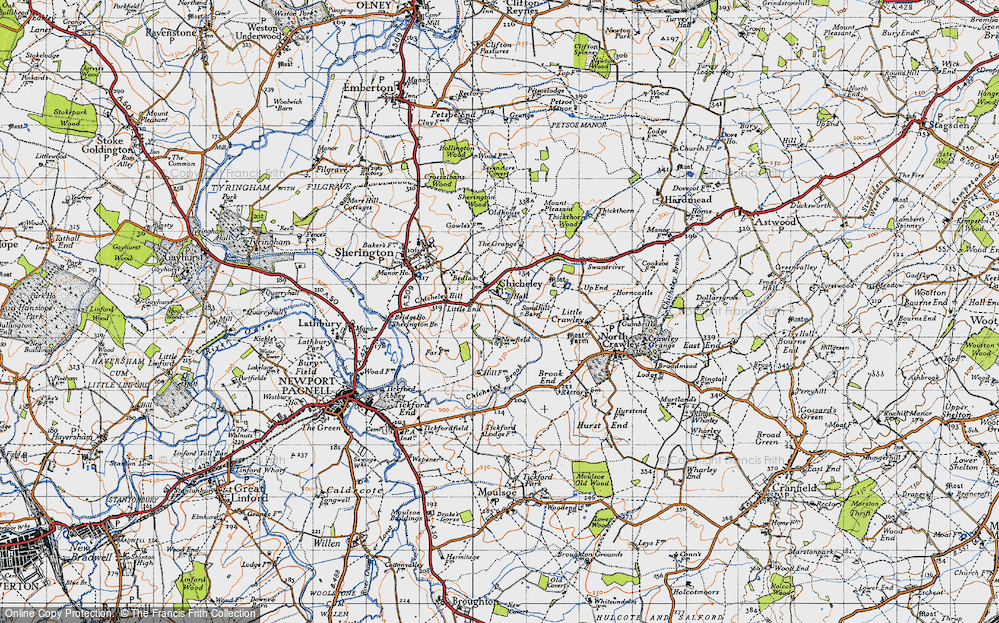 Old Map of Historic Map covering Bedlam in 1946