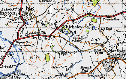 Old map of Chicheley in 1946