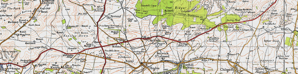 Old map of Chicklade in 1940