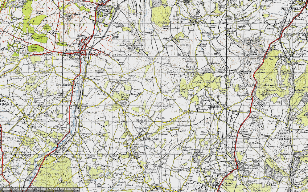 Old Map of Historic Map covering Bat & Ball (PH) in 1945