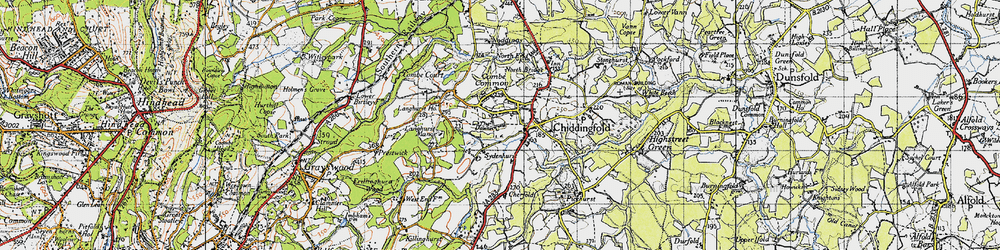 Old map of Chiddingfold in 1940