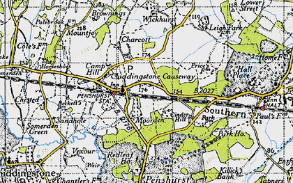 Old map of Chiddingstone Causeway in 1946