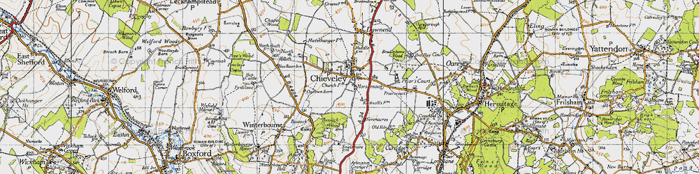 Old map of Chieveley in 1945