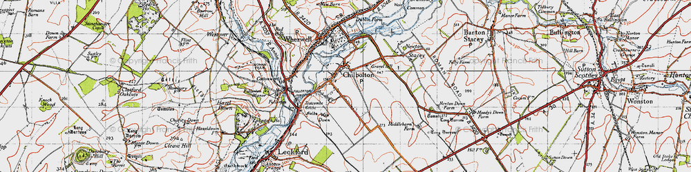 Old map of Chilbolton in 1945