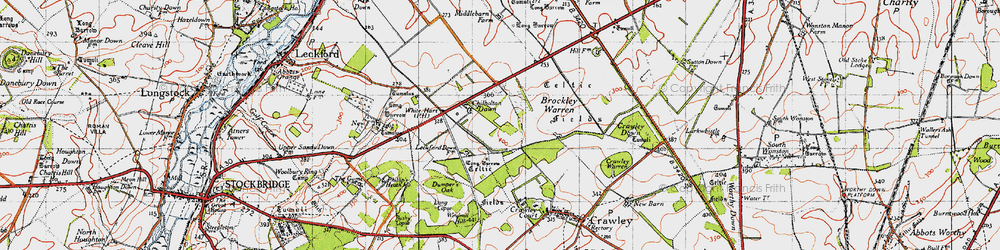 Old map of Chilbolton Down in 1945