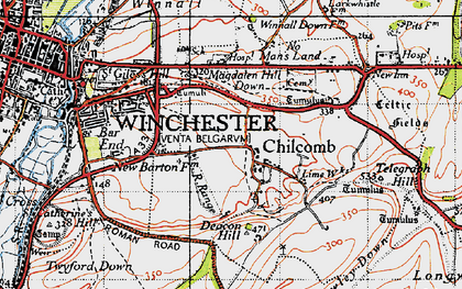 Old map of Chilcomb in 1945