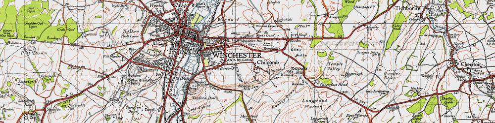 Old map of Temple Valley in 1945