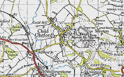 Old map of Child Okeford in 1945
