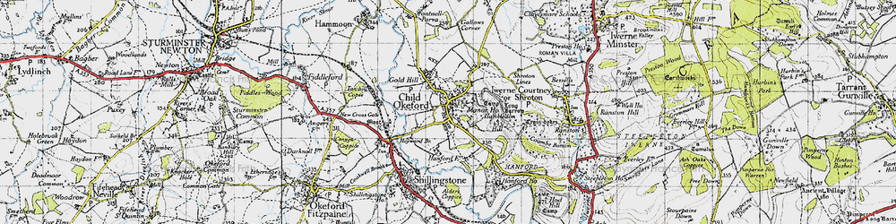 Old map of Child Okeford in 1945