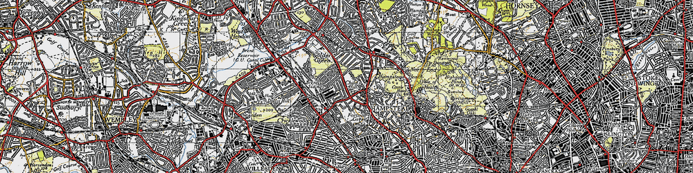 Old map of Child's Hill in 1945