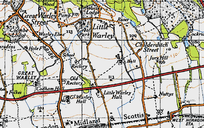 Old map of Childerditch in 1946