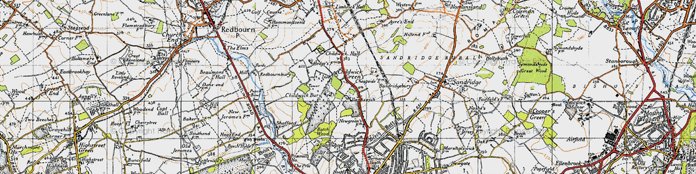 Old map of Childwick Green in 1946